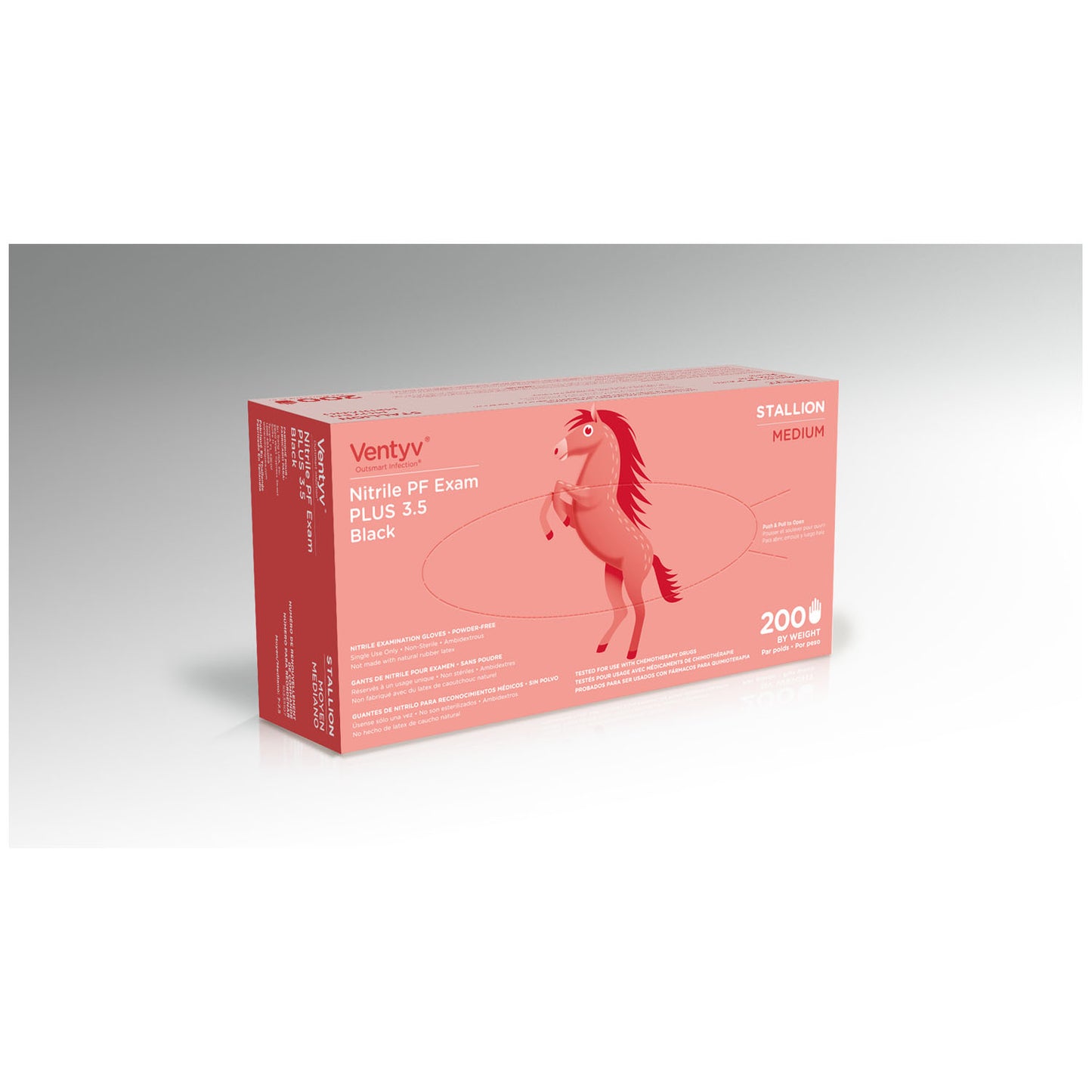 VENTYV NITRILE POWDER FREE EXAM GLOVE PLUS 3.5 (STALLION), 100 per box, 10 boxes per case