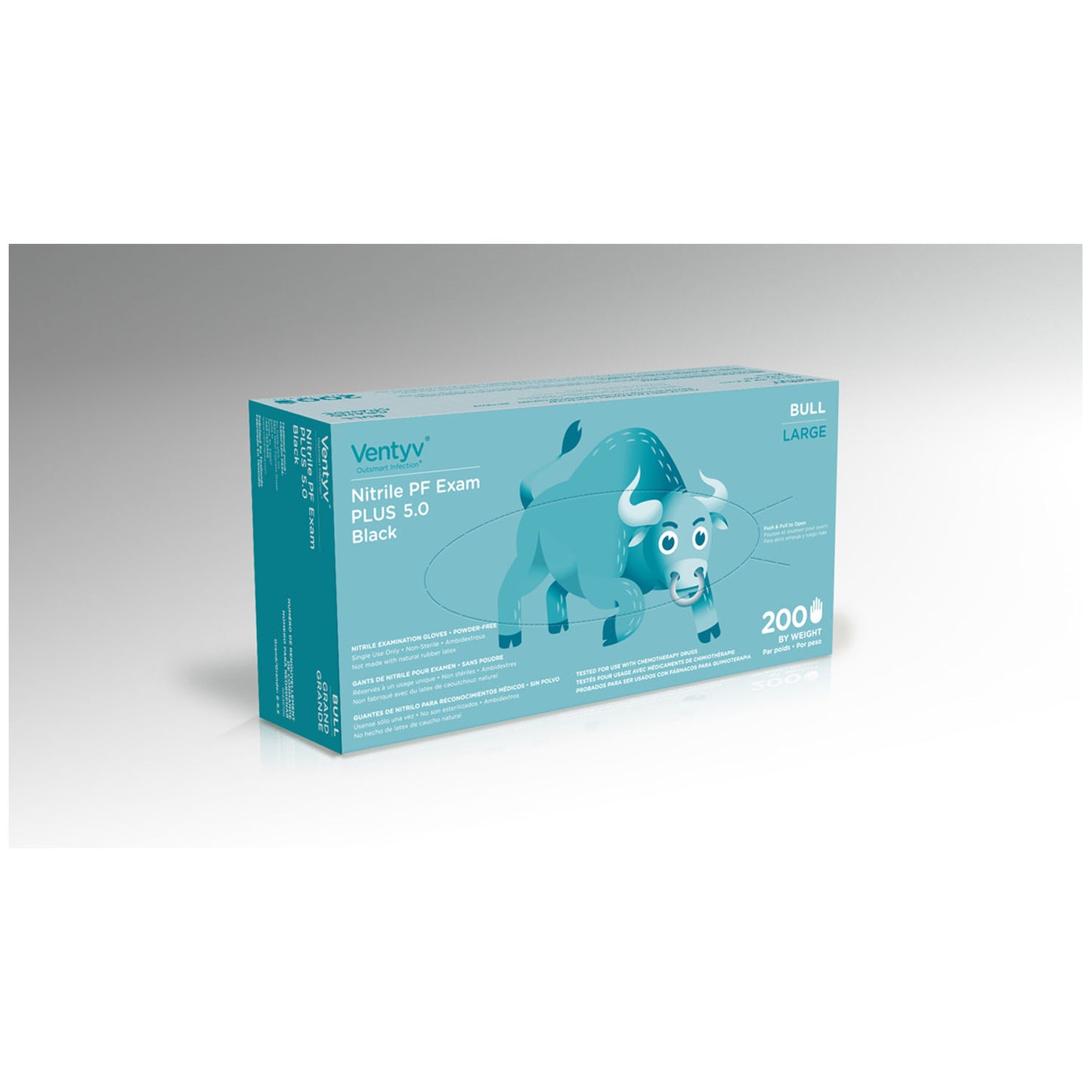 VENTYV NITRILE POWDER FREE EXAM GLOVE PLUS 5.0 (BULL), 100 per box, 10 boxes per case