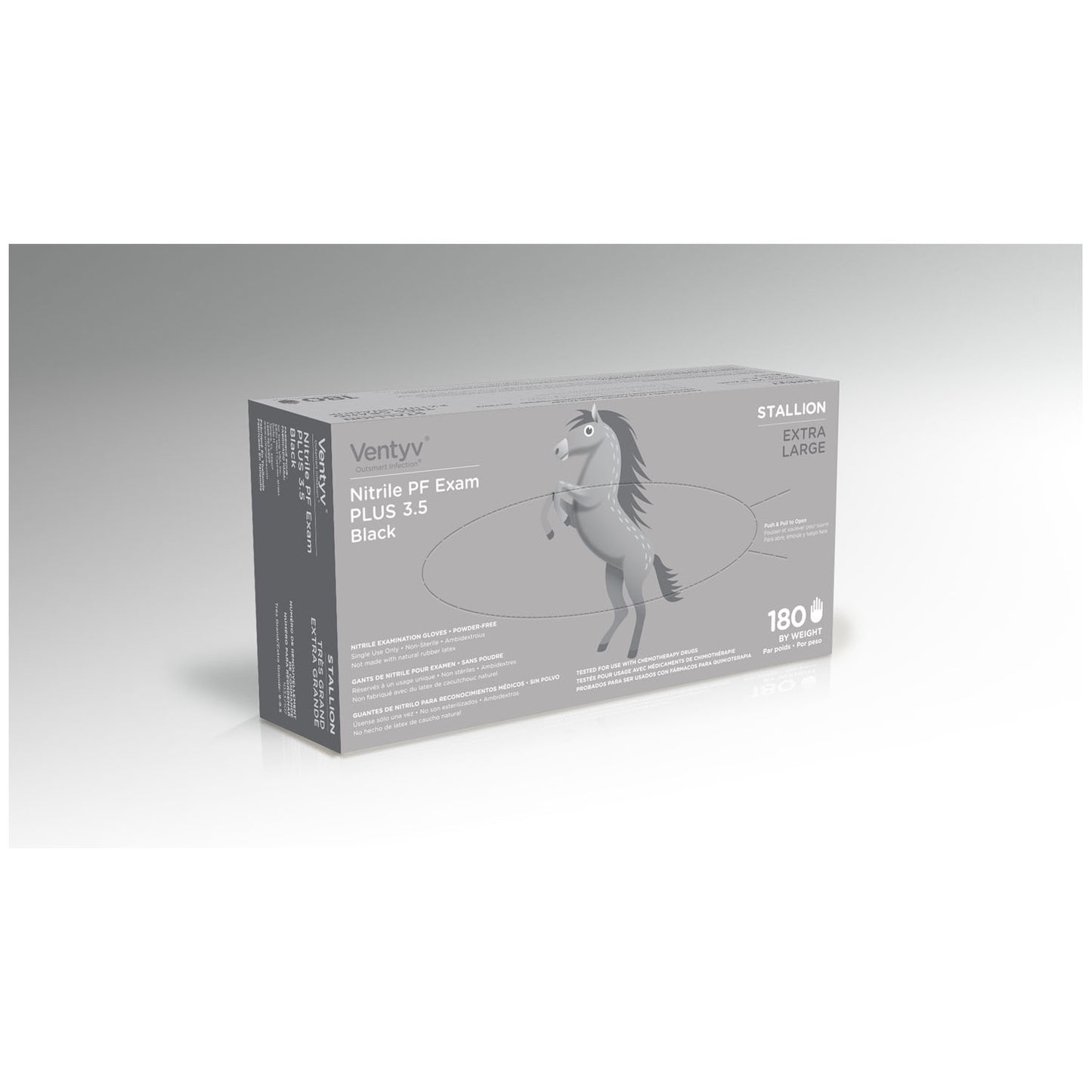 VENTYV NITRILE POWDER FREE EXAM GLOVE PLUS 3.5 (STALLION), 100 per box, 10 boxes per case