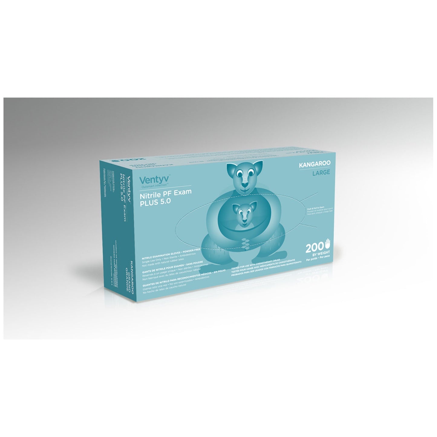 VENTYV NITRILE POWDER FREE EXAM GLOVE PLUS 5.0 (KANGAROO), 200 per box, 10 boxes per case