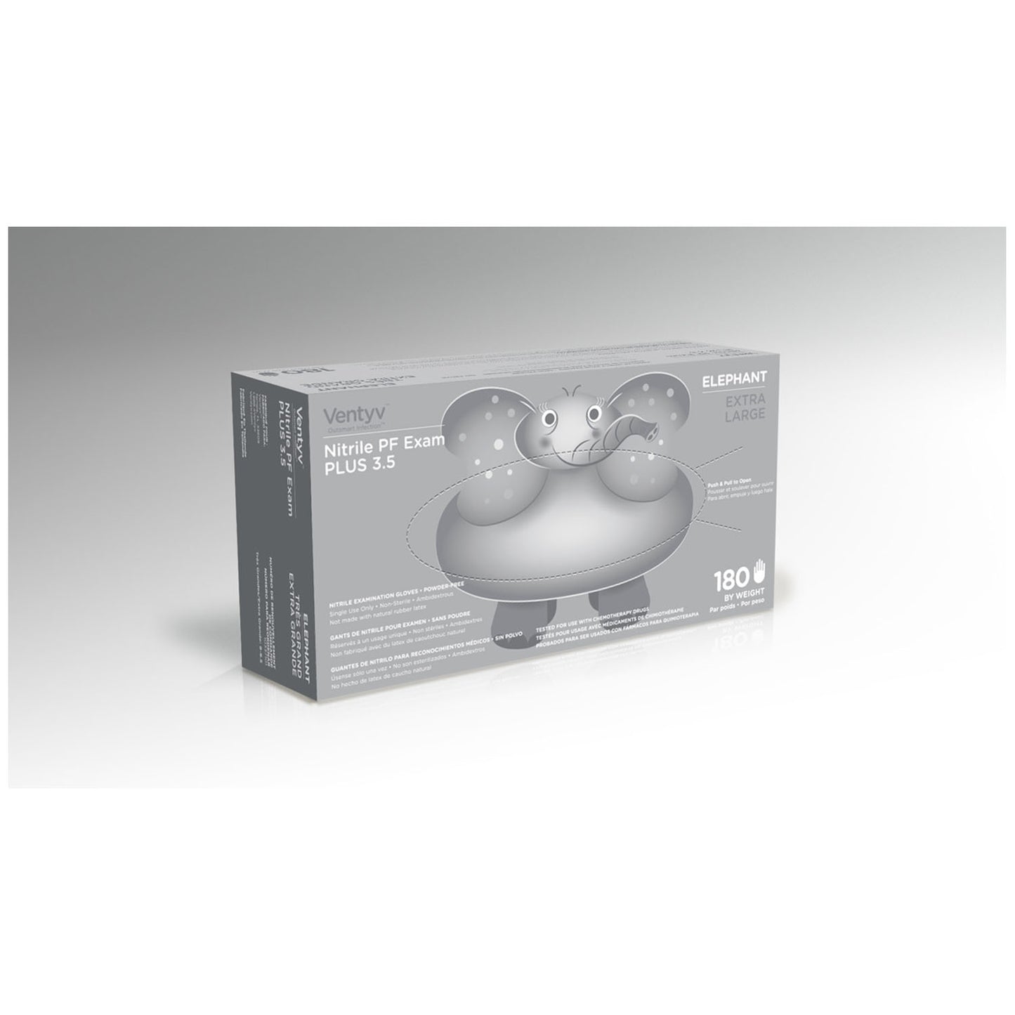 VENTYV NITRILE POWDER FREE EXAM GLOVE PLUS 3.5 (ELEPHANT), 180 per box, 10 boxes per case