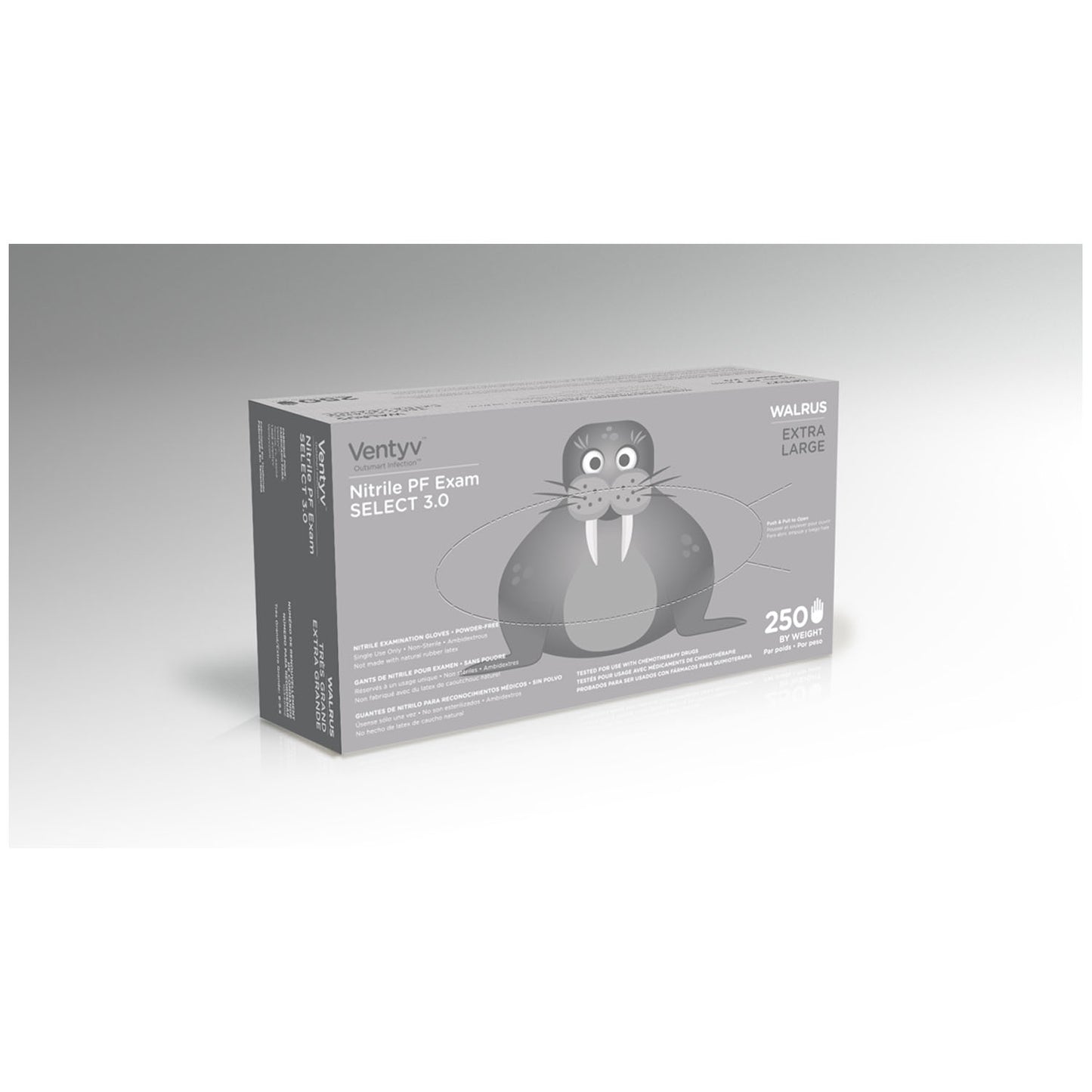 VENTYV NITRILE POWDER FREE EXAM GLOVE SELECT 3.0 (WALRUS), 250 per box, 10 boxes per case