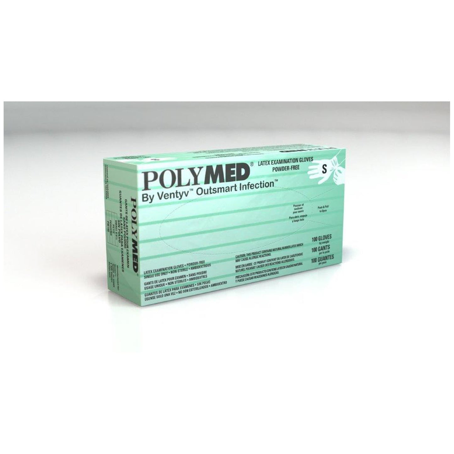 VENTYV POLYMED LATEX EXAM POWDER-FREE GLOVES, 100 per box, 10 boxes per case