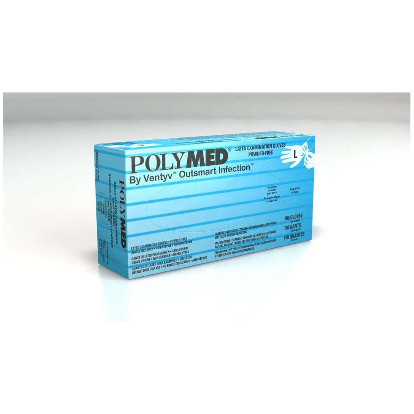 VENTYV POLYMED LATEX EXAM POWDER-FREE GLOVES, 100 per box, 10 boxes per case