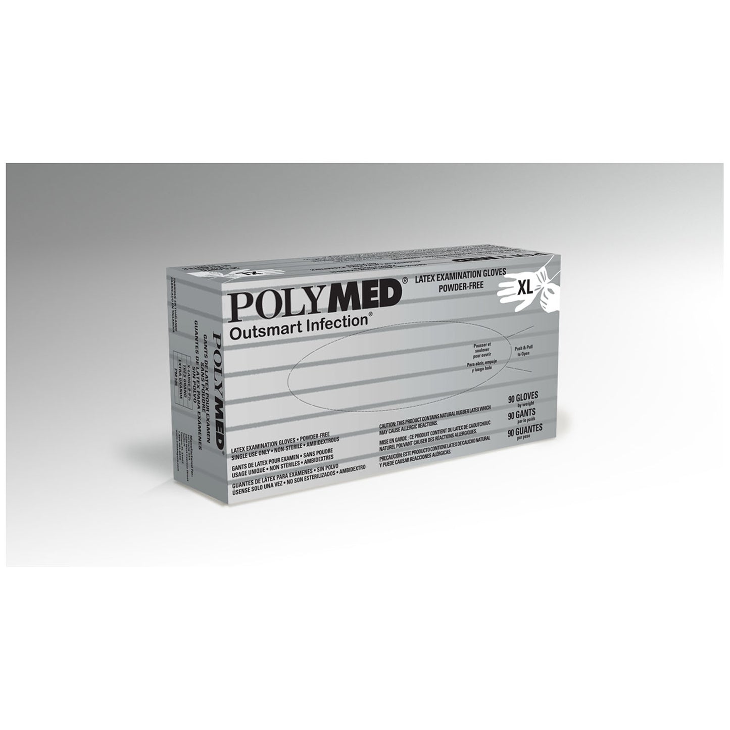 VENTYV POLYMED LATEX EXAM POWDER-FREE GLOVES, 90 per box, 10 boxes per case
